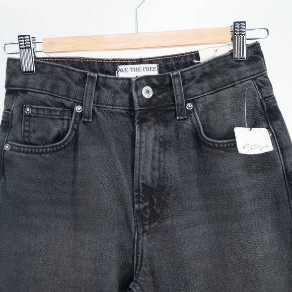 Free People We The Free Pacifica Straight Leg Jeans in Black | 25 | NWT - Picture 5 of 11